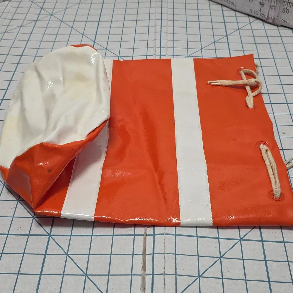 Orange and‎ White Vinyl Duffle/Tote Bag Vintage 1980s, Preloved